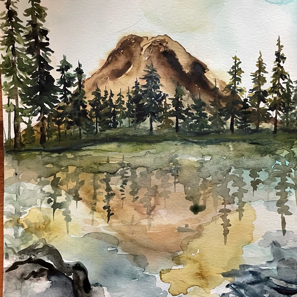 Mountains watercolor painting